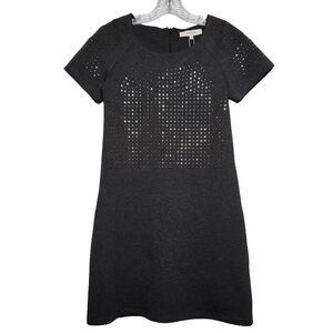 Derhy Gray Rhinestone Embellished Mini Dress Size Small